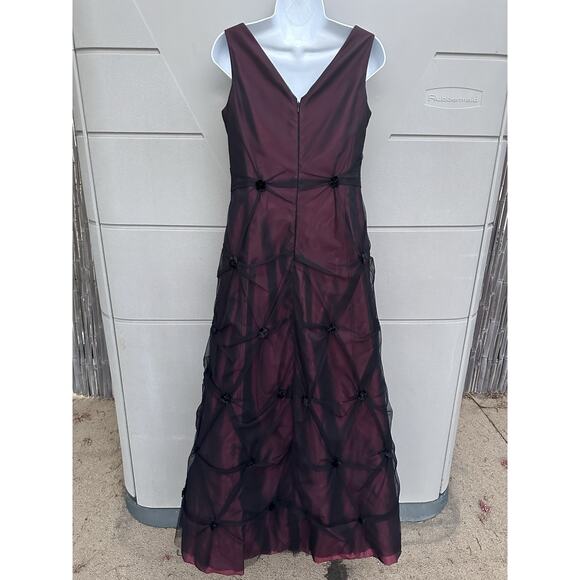 VTG Rickie Freeman Evening Gown Dress Sz 8 Black mesh Red Vamp Whimsigoth elegan - Picture 9 of 12